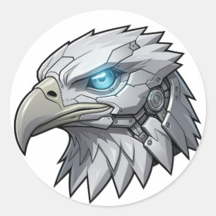 Cybernetic Eagle Head Futuristic Robotic Bald Eagl Classic Round Sticker