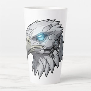 Cybernetic Eagle Head Futuristic Robotic Bald Eagl Latte Mug