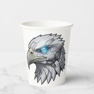Cybernetic Eagle Head Futuristic Robotic Bald Eagl Paper Cups