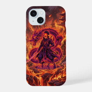 Cybernetic Fire Samurai & Dragon iPhone 15 Case