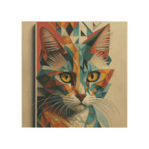 CYBERNETIC KITTY CAT ABSTRACT GEOMETRIC CUBISM