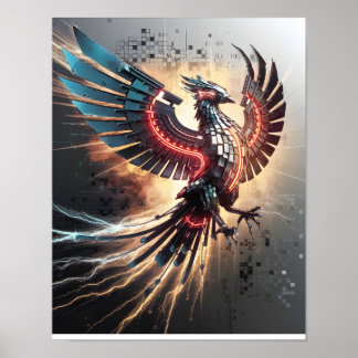 Cybernetic Phoenix – Mechanical Rebirth in Fire Poster