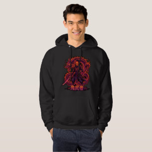 Cybernetic Samurai with Mechanical Red Wings Hoodie