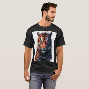 Cybernetic Tiger Strike - Urban Streetwear Graphic T-Shirt