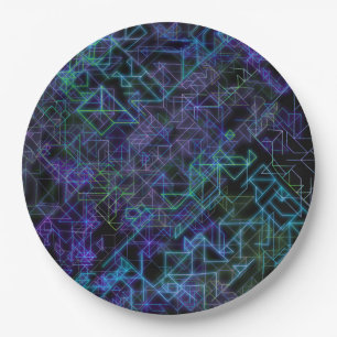 cybernetic veins, in blue and green : paper plate