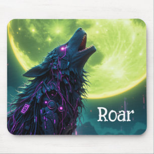 Cybernetic Wolf Moon Mousepad