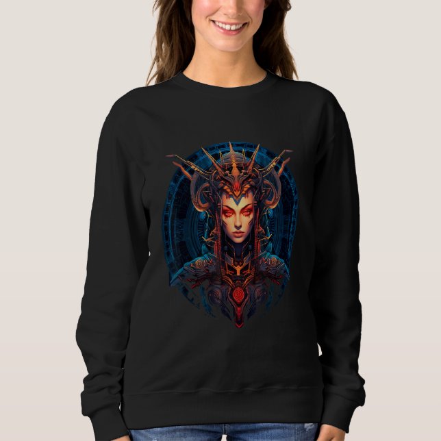 Cybernetic Zodiac Maiden Cyber inspired Cosmic Bea Sweatshirt (Front)