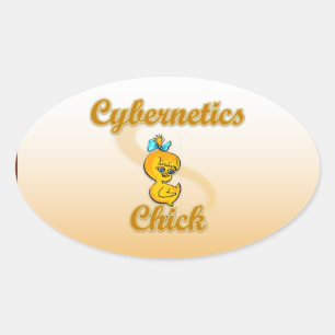 Cybernetics Chick Oval Sticker