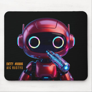 Cyberpunk AI Robot Mouse Pad #00006 | AIC Rustyx
