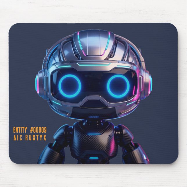 Cyberpunk AI Robot Mouse Pad #00009 | AIC Rustyx (Front)