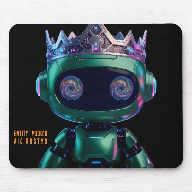 Cyberpunk AI Robot Mouse Pad #00010 | AIC Rustyx (Front)
