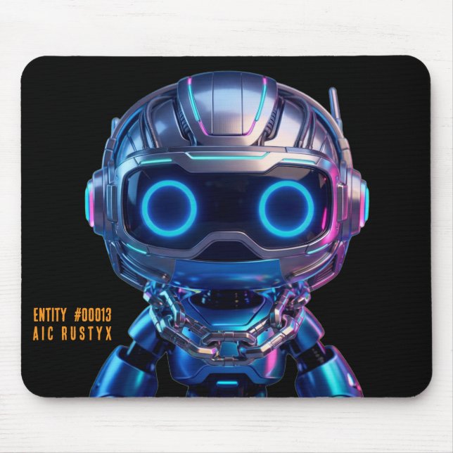 Cyberpunk AI Robot Mouse Pad #00013 | AIC Rustyx (Front)