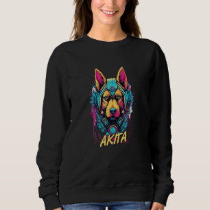 Cyberpunk Akita Futuristic Akita Dog Sweatshirt