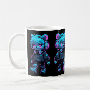 Cyberpunk Anime Bear Coffee Mug