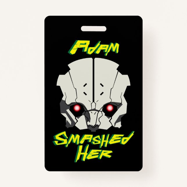 cyberpunk anime edgerunners adam smasher smashed h ID badge (Front)