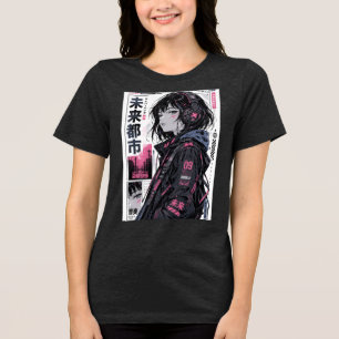 Cyberpunk Anime Girl Streetwear T-Shirt Japanese Tri-Blend Shirt