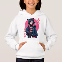 Cyberpunk Anime Girl with Cat Ears- Neon Aesthetic