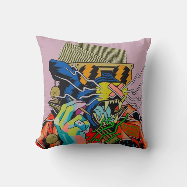 cyberpunk, anime, manga, acid, cyber, art, cushion (Front)