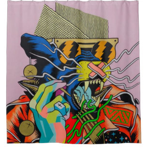 cyberpunk, anime, manga, acid, cyber, art, shower curtain