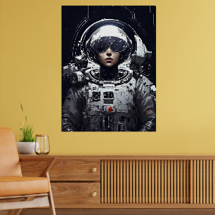 Cyberpunk Astronaut Girl Sci-Fi Poster