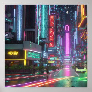 Cyberpunk Bangkok A futuristic Vision of Sukhumvit Poster