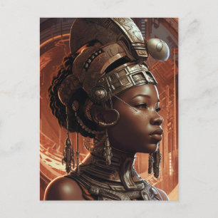 Cyberpunk Black Woman Science Fiction Postcard