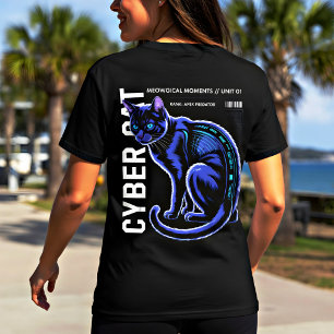 Cyberpunk Blue Cat Tee – Glow Shirt for Gamers