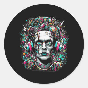 Cyberpunk Bride Of Frankenstein Classic Round Sticker
