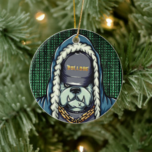 Cyberpunk Bulldog Hacker Ornament