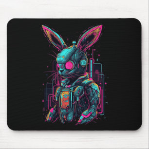 Cyberpunk Bunny Cyborg Rabbit Cool Gamer Easter  Mouse Pad