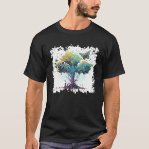 Cyberpunk Butterfly Tree  Aesthetic Nature T-Shirt