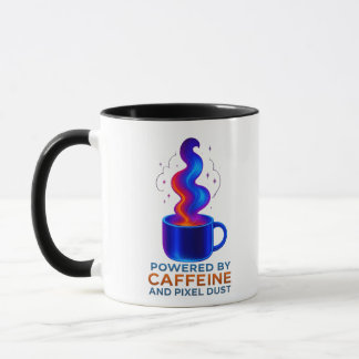 Cyberpunk "Caffeine & Pixel Dust" Coffee Mug