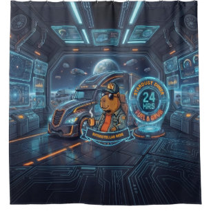 Cyberpunk Capybara Space Trucker Custom Name Showe Shower Curtain