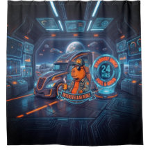Cyberpunk Capybara Space Trucker Neon Art Shower