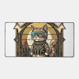 Cyberpunk Cat Cat Cyberpunk Vintage Desk Mat