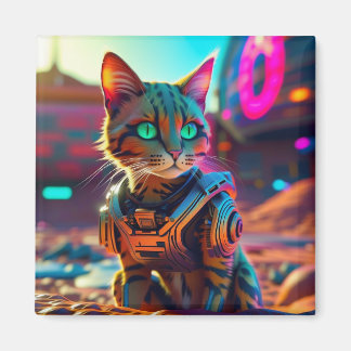 Cyberpunk Cat Fridge Magnet