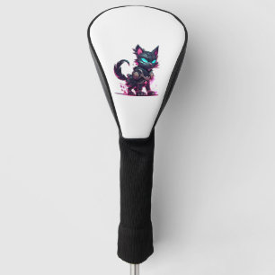 Cyberpunk Cat in Neon Colours  12 Golf Head Cover