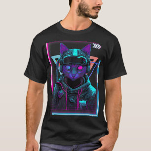 Cyberpunk Cat Kitty Punker Futuristic Cyber Punk T-Shirt