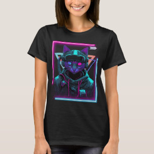 Cyberpunk Cat Kitty Punker Futuristic Cyber Punk T-Shirt