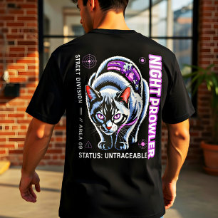 Cyberpunk Cat Shirt Neon Night Prowler Tech Gift