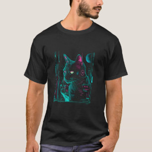 Cyberpunk Cat with cybernetic enhancements T-Shirt