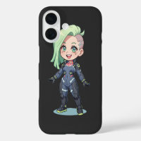 Cyberpunk Chibi Girl Green Hair