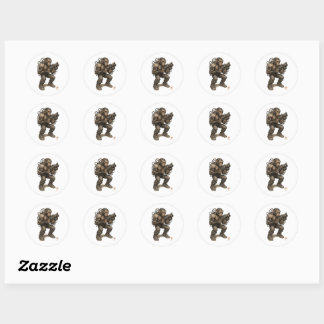 Cyberpunk chimpanzee Fighter Classic Round Sticker