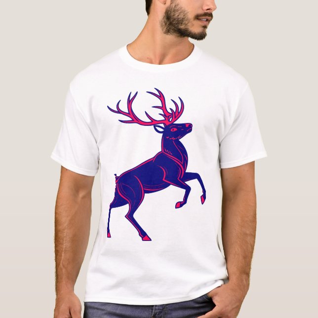 Cyberpunk Christmas Reindeer Neon Glow Shirt (Front)