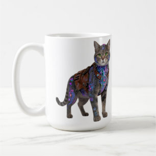 Cyberpunk Circuit Cat – Neon Tech Beast Coffee Mug