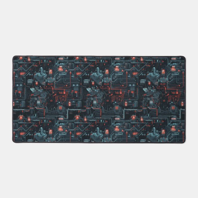 Cyberpunk Circuitry: Digital Map Desk Mat (Front)
