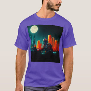Cyberpunk City Futuristic AI Generated Art T-Shirt