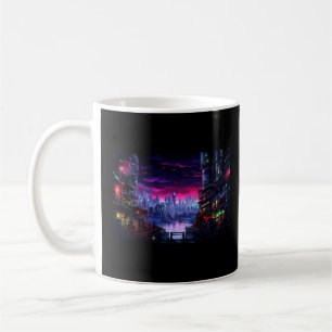 Cyberpunk City Waterfront Coffee Mug