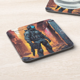 Cyberpunk- coasters with cork back - set of 6