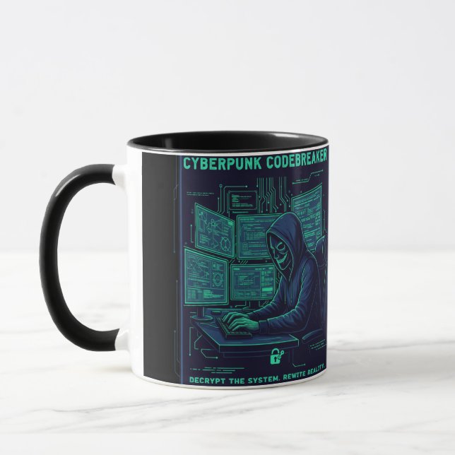 Cyberpunk Codebreaker Hacker Programmer Gaming Mug (Left)